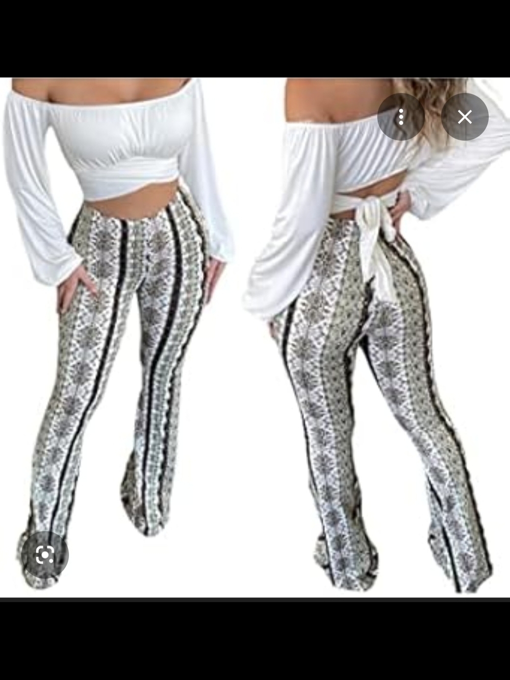 Vibe Boho Monochrome Printed Flare Pants